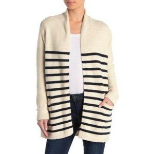 Magaschoni Cream Black Open Front Shawl Cardigan M